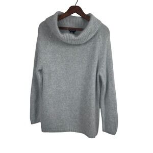 Rafaella Angora Lambswool Cowl Neck Sweater Gray Raglan‎ Pullover Womens Medium